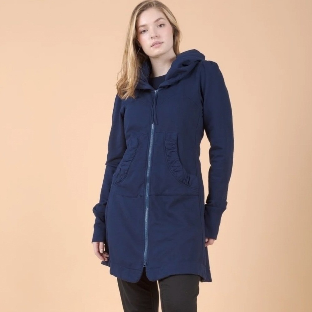 Prairie Underground Long Cloak Hoodie Blue Full Zip Jacket Women Medium M